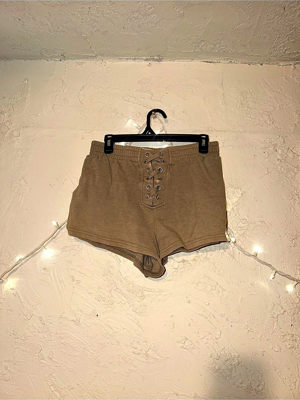 Forever 21 Grommet Lounge Shorts Brown Lace-Up High Waist
